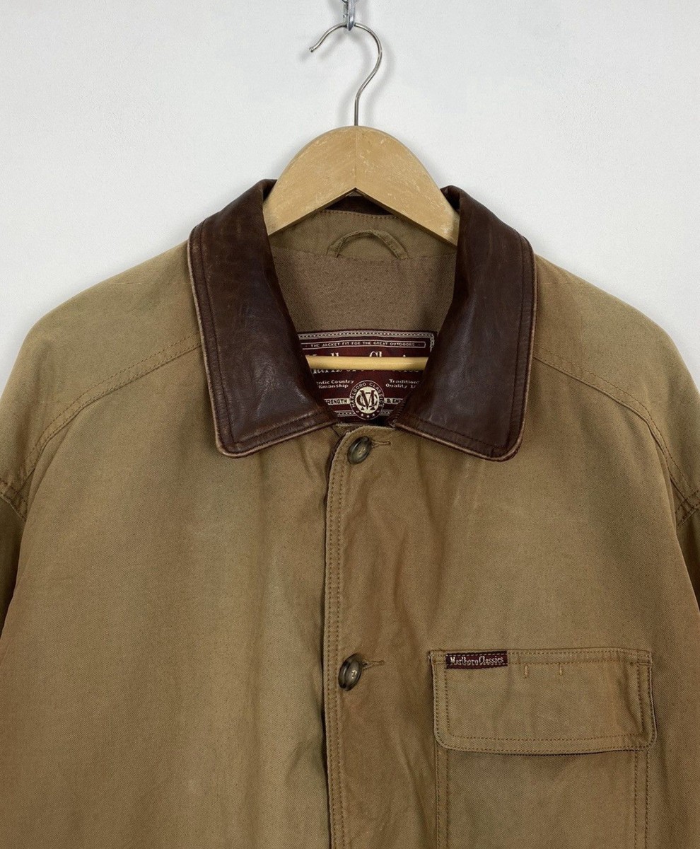 Vintage Marlboro Classics Full Zip Coat Jacket Mens Size XL Beige