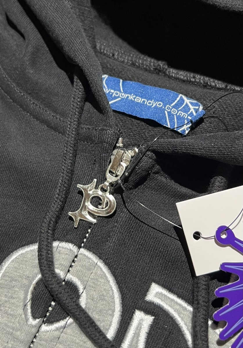 PUNKANDYO P&Y Zip Up Hoodie Hooded Sweatshirt Black Size Large