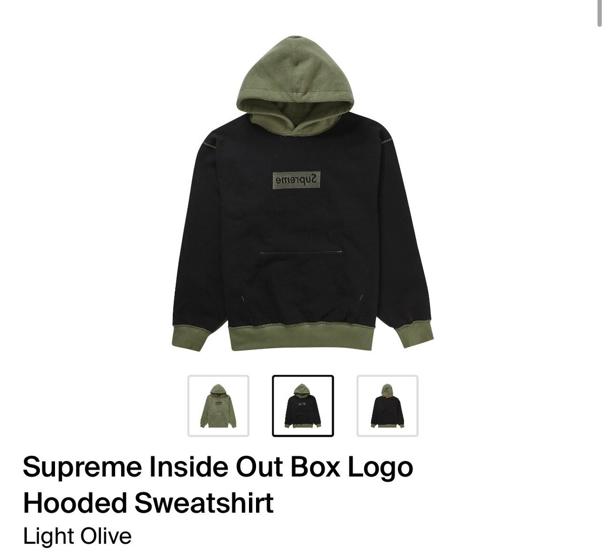 ✓Supreme Inside Out Box Logo Hooded Sweatshirt Olive / SS23SW4