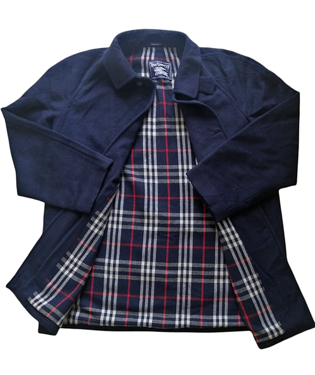 Vintage Burberry Jacket Wool Nova Check Coat Jacket Blue Size 50