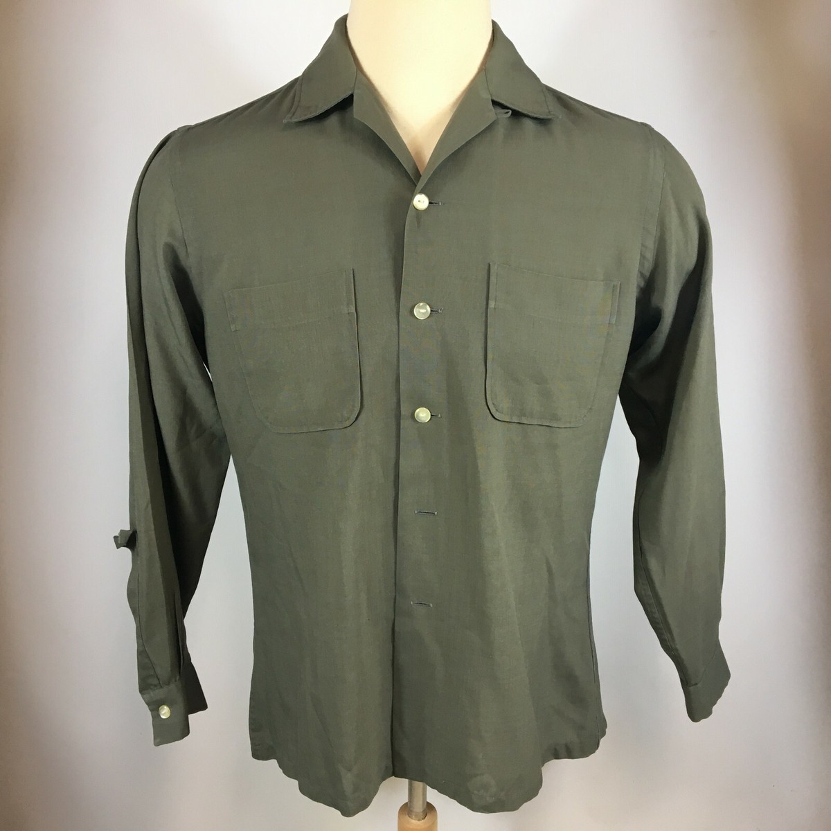 Rare Vintage 40s Gabardine Rockabilly Loop Collar Rayon Silk Blend