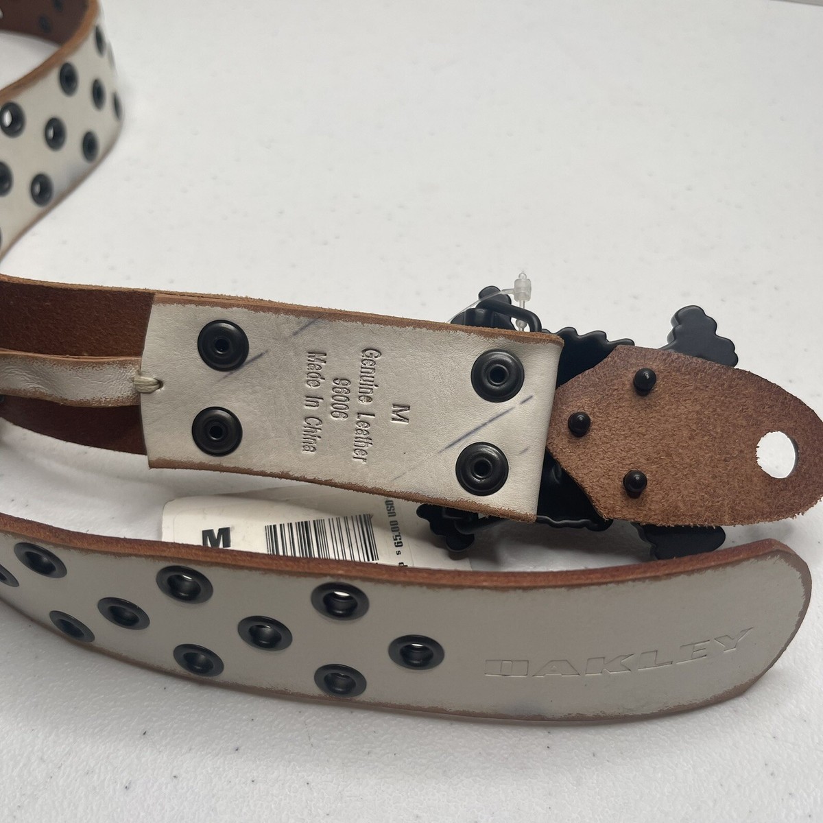 Vintage Y2K Oakley White Leather Belt Skull Buckle Rare NOS NWT | eBay