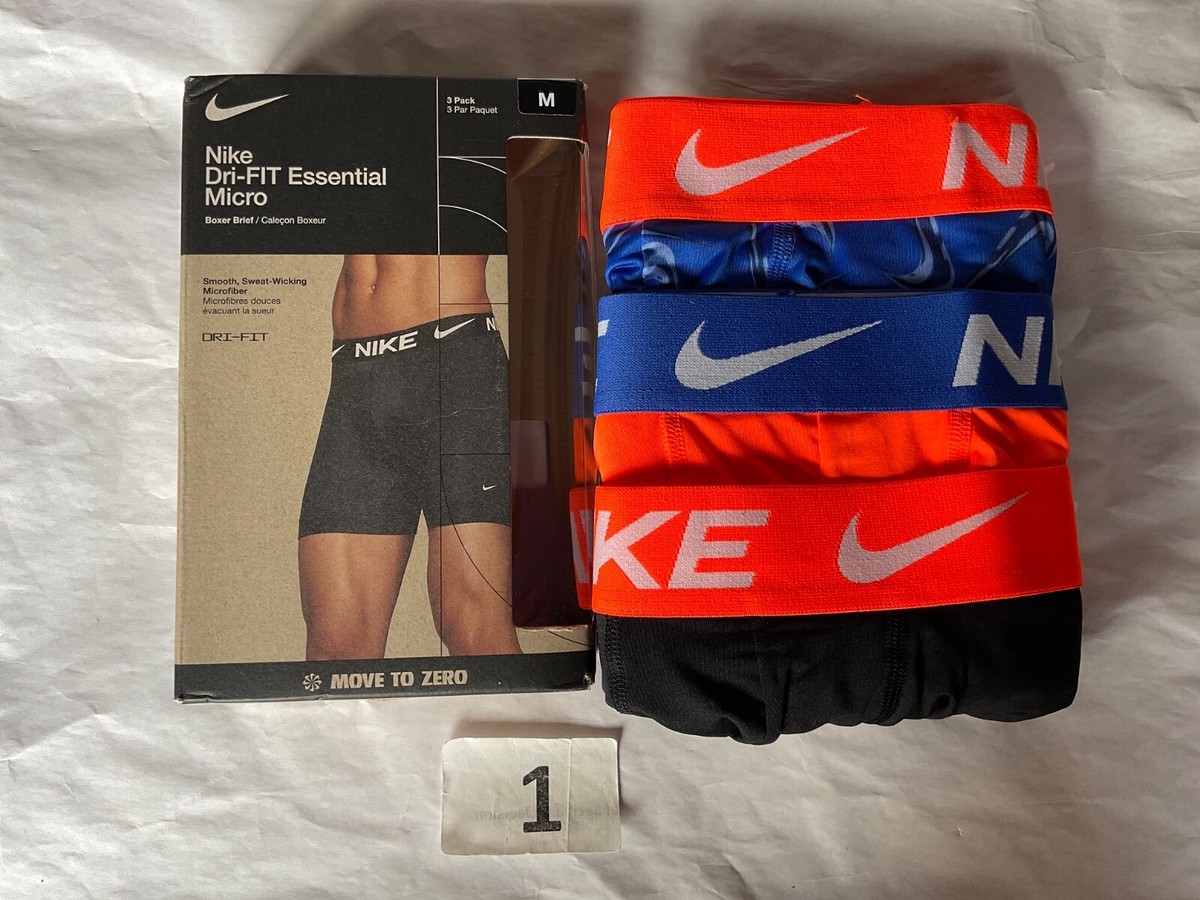 Nike Essential Micro 3-Pack Boxer Brief Dri Fit New Orange Blue
