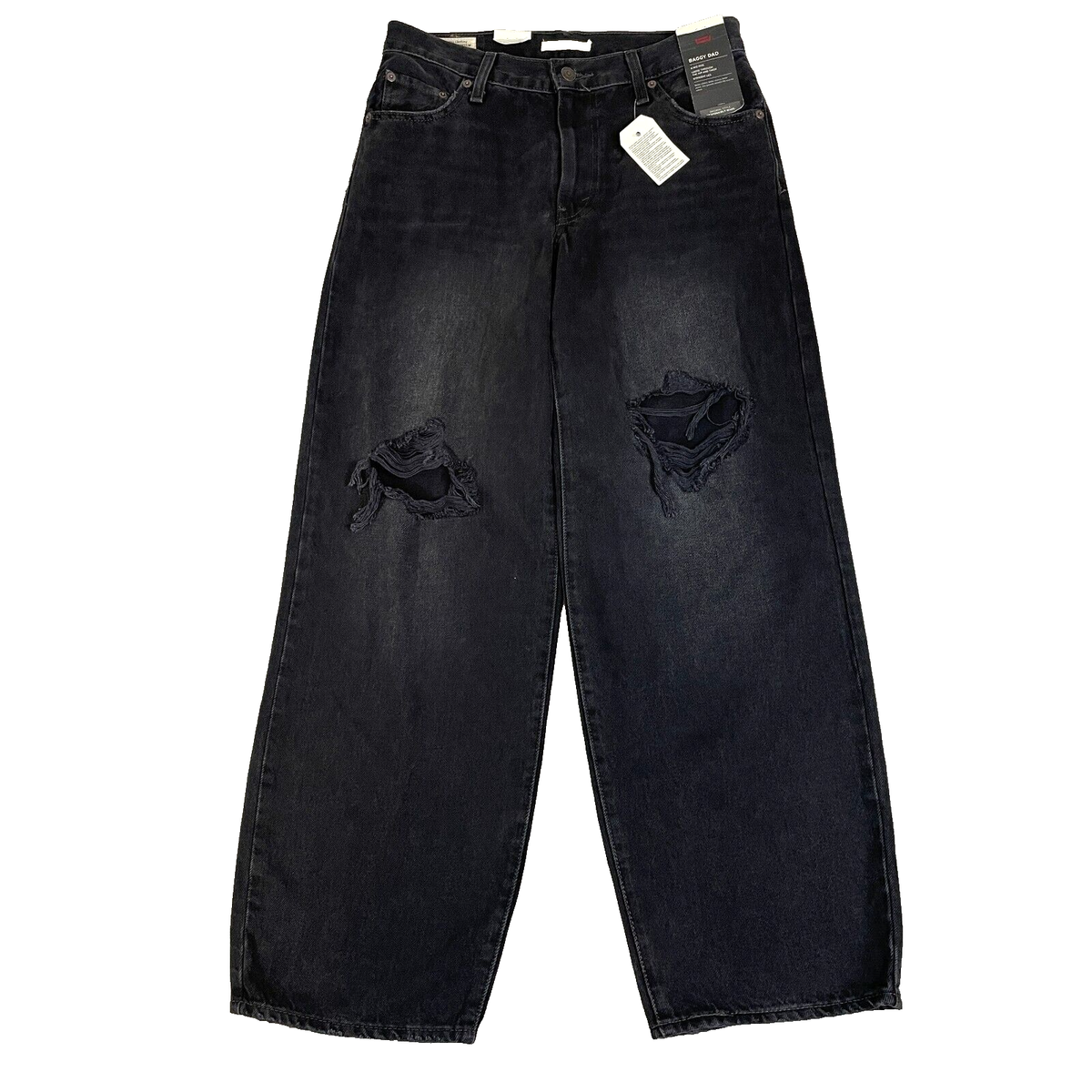 🚨LEVIS Baggy Dad Jeans Womens 26x30 Premium Black Loose Fit