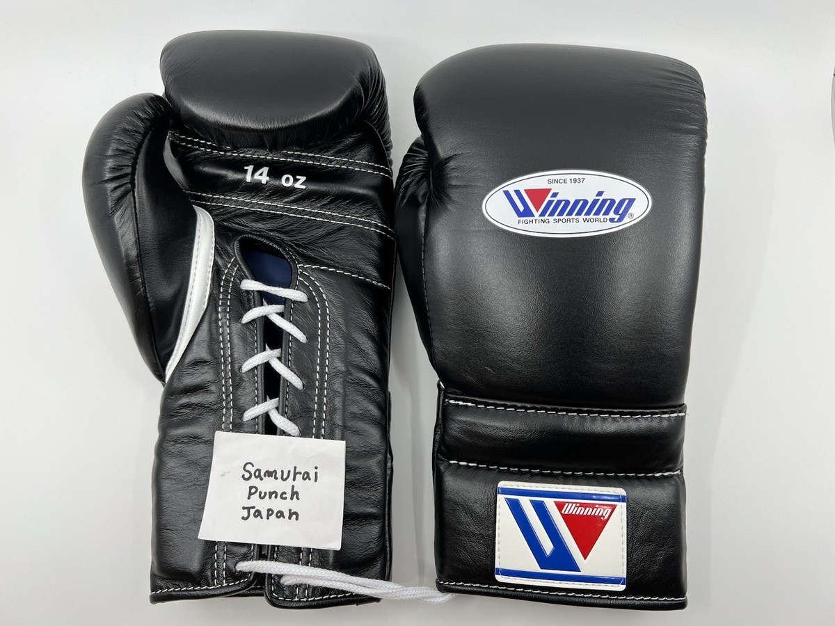 Winning Boxing Gloves 14oz MS-500 Black Lace-up Pro Training Gear