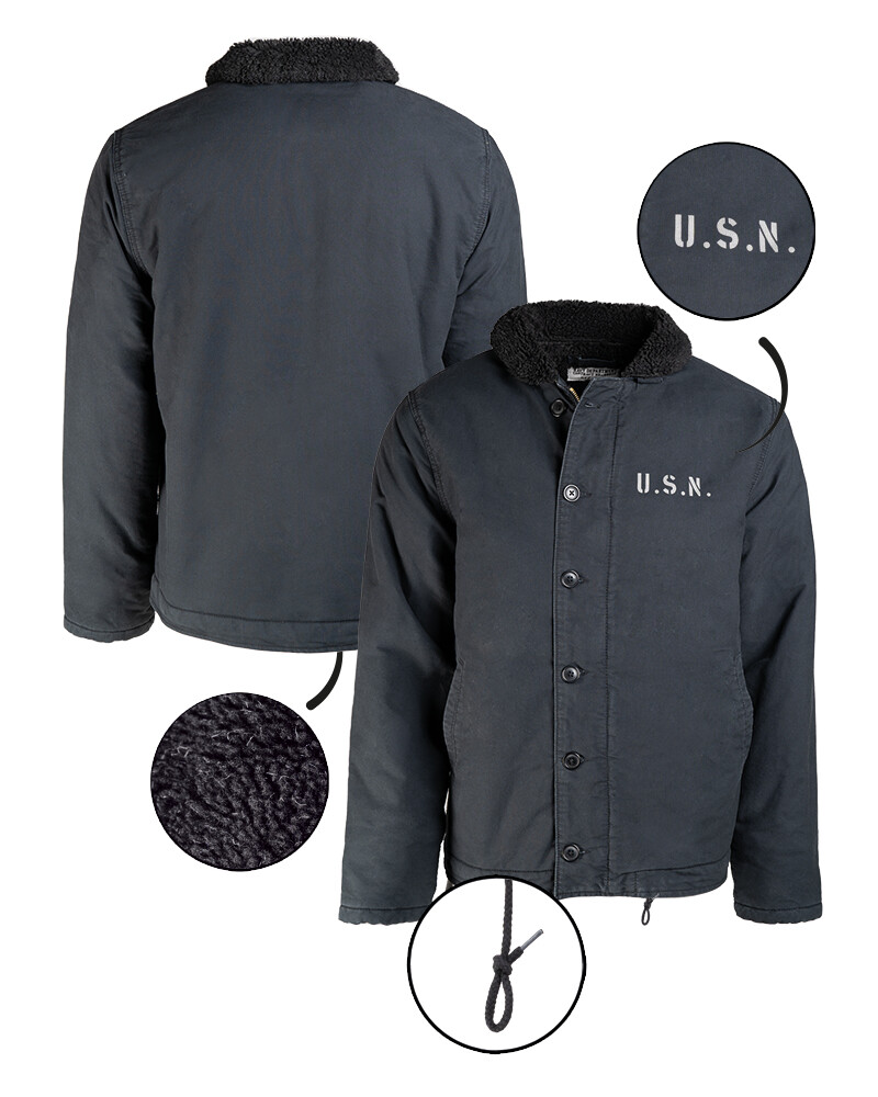 Vintage US Navy Blue USN Deck Jacket N-1 Winter Jacket Army