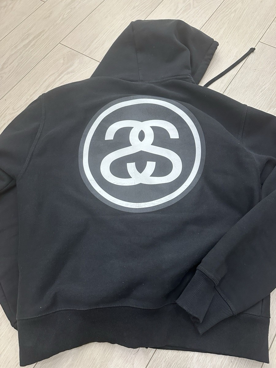 Rare! Stussy SS Logo Double S Link Full Zip Hoodie Hoody Men's L