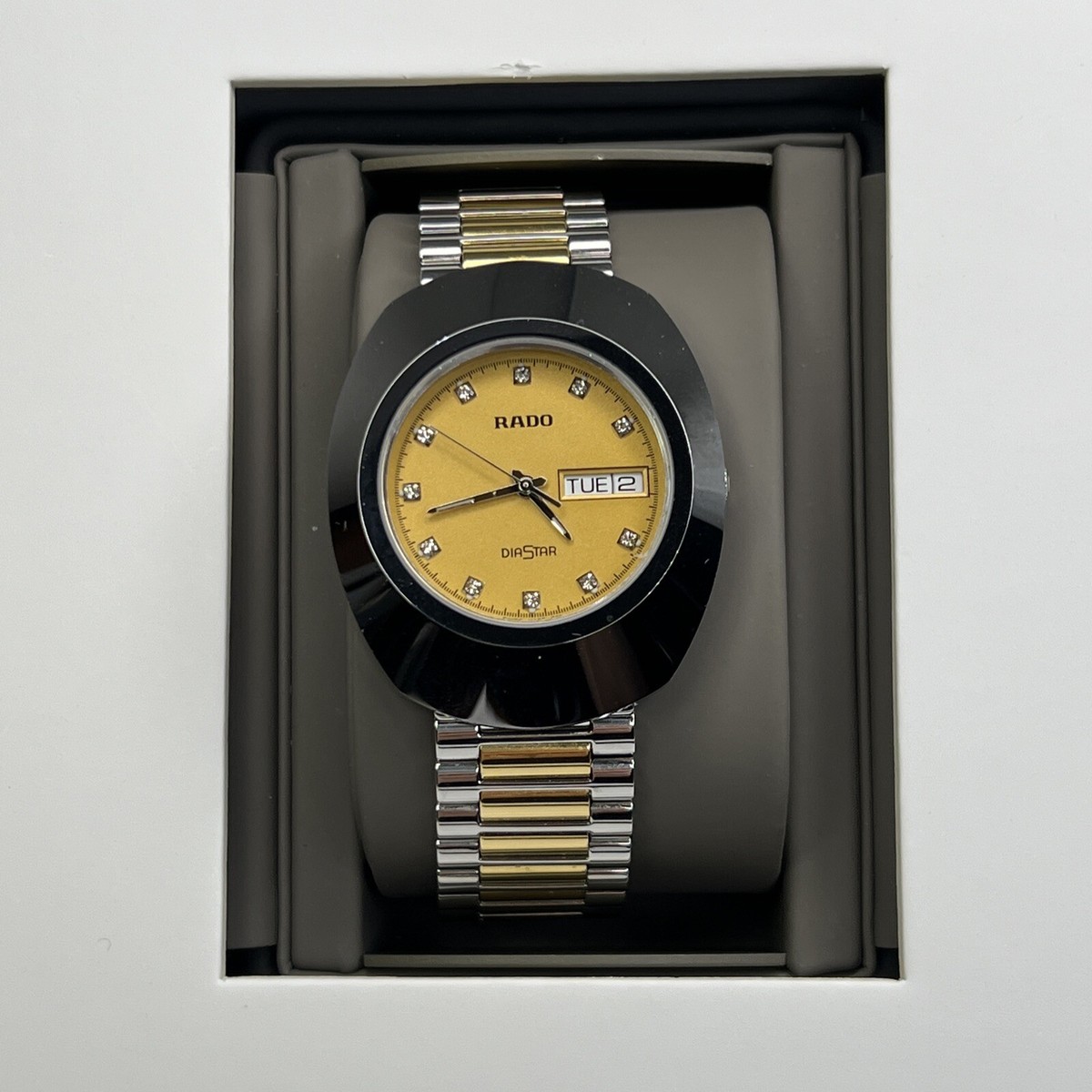 RADO Diastar Original Two Tone Day Date Quartz Unisex Watch Box