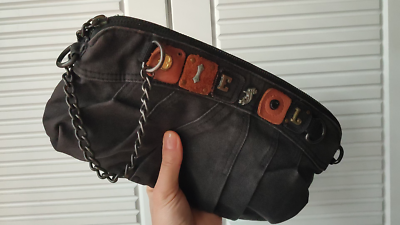 DIESEL Clutch Bag With Leather Logo In Black 00s Y2k Vintage Rare