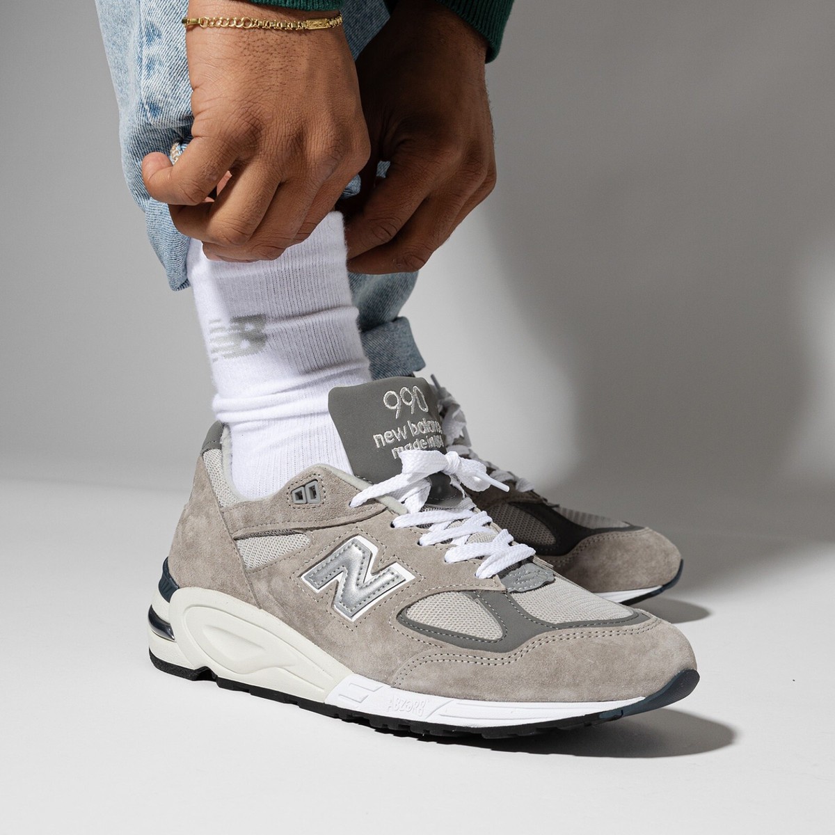 New Balance 990V2 Grey Made In USA Lifestyle Sneakers Men Rare