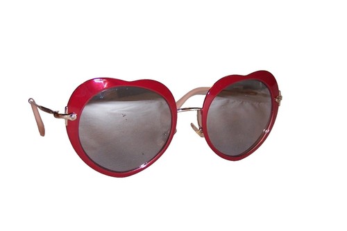 MIU MIU 54R Gold Red Silver Mirror Round Heart Metal Enamel