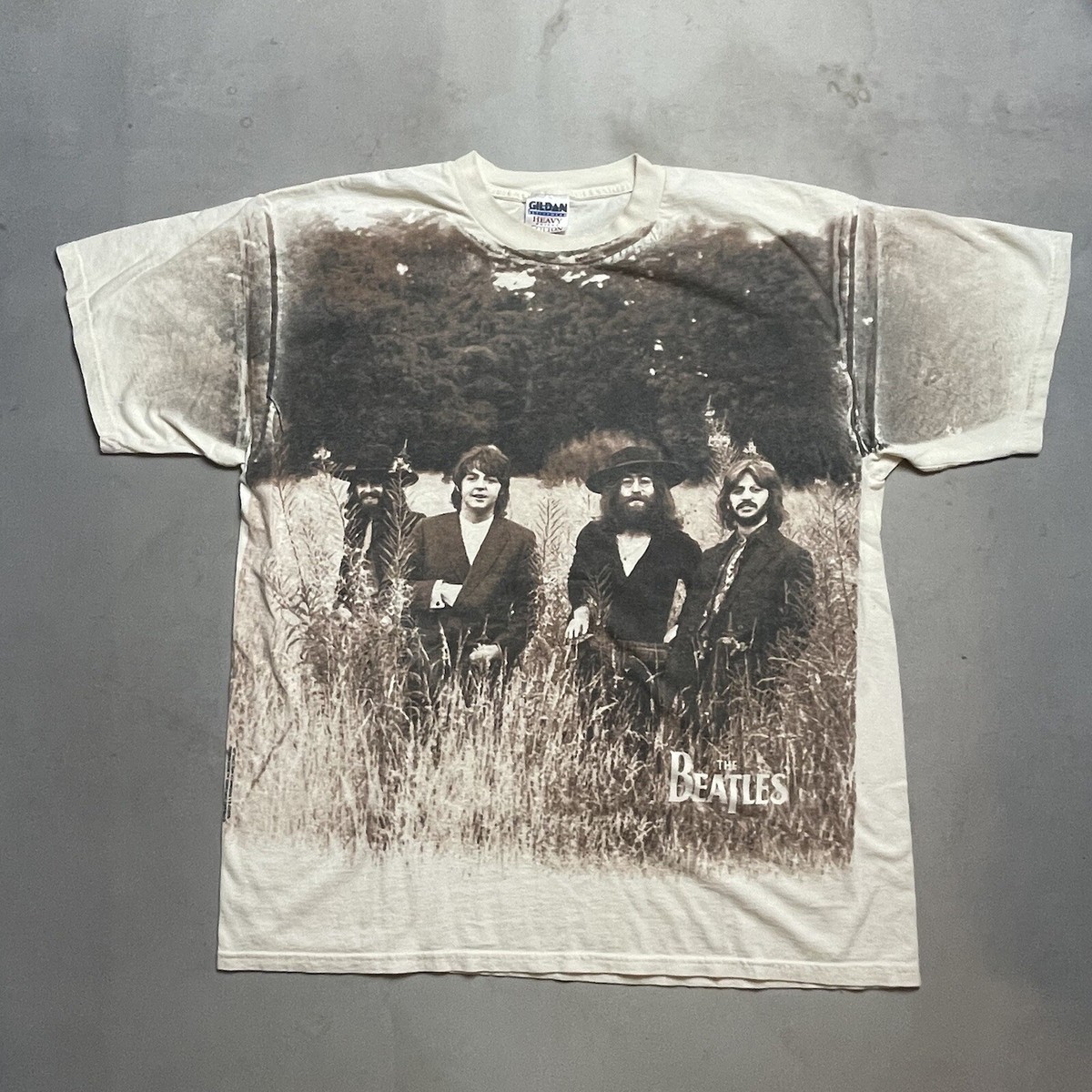 Vintage The Beatles All Over Print AOP Shirt Men's XL Rock Band