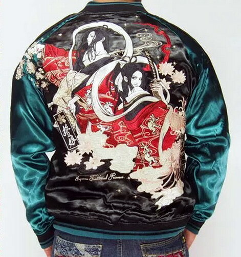 Mens Souvenir Jacket Sukajan Japanese Pattern Embroidery