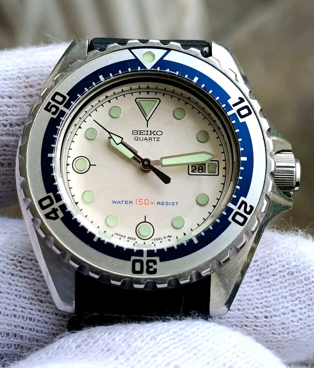 Vintage Seiko 2625-0170 Diver 150M Quartz White Dial Japan Men's