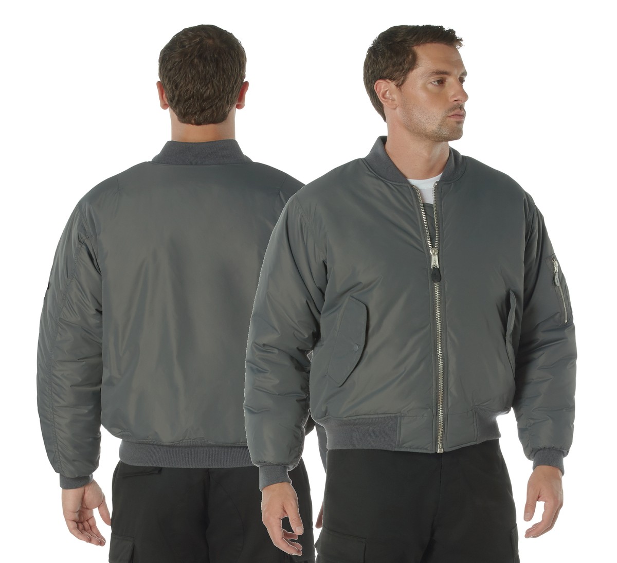 Gunmetal Grey Enhanced Nylon MA-1 Flight Jacket Reversible Bomber