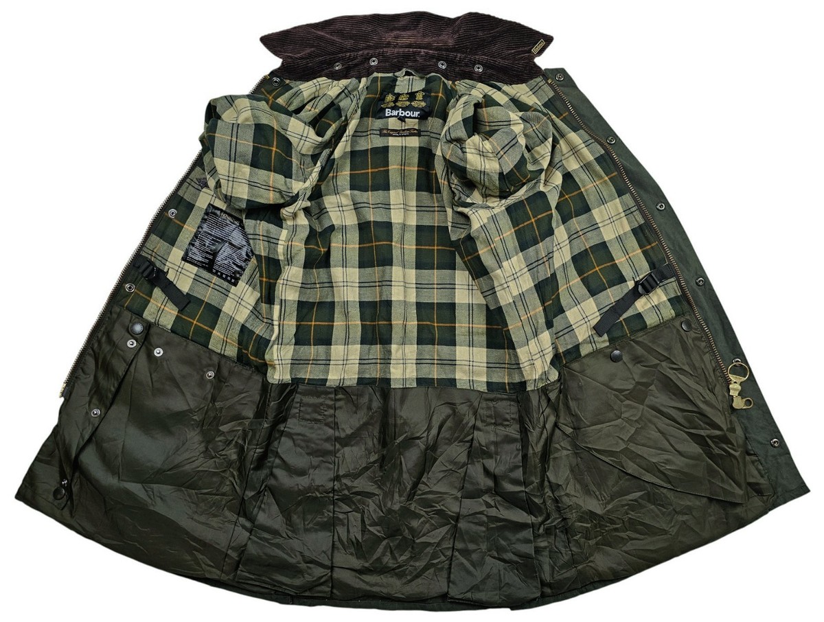 HOT Men's BARBOUR @ BEDALE -SL LONG PARKA PLAID LINED GREEN WAXED