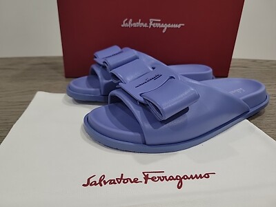 Salvatore Ferragamo Virgil Blue Leather Sandal Shoe Women 8.5 C
