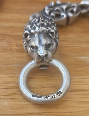 Gaboratory Lion - Oval Sculpted Links & T Bar 2 Skull Clasp 925