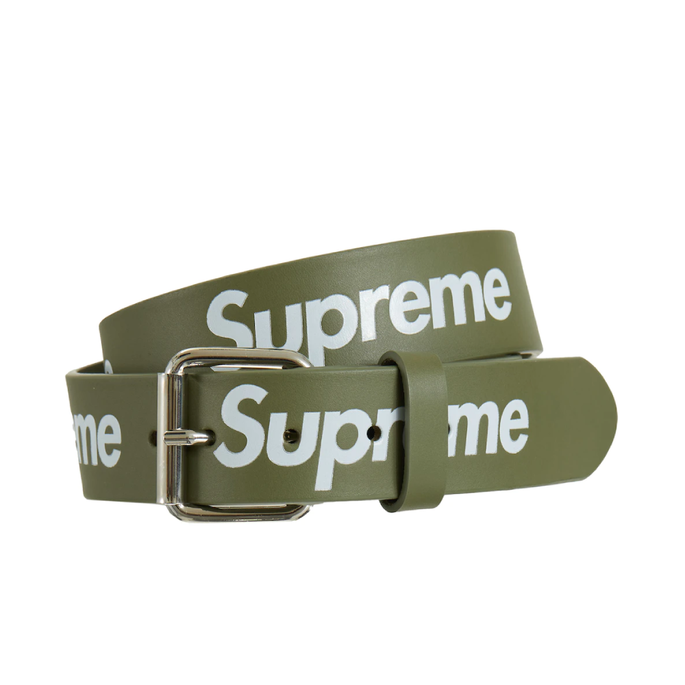 Supreme SS22 Week 13 Repeat Leather Belt Olive Limited Fashion