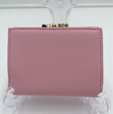 Vivienne Westwood Pink Leather Tri-Fold Wallet gold Orb fashion