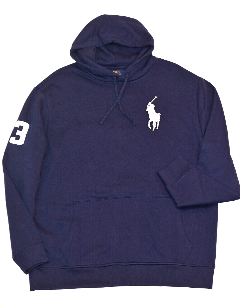 Polo Ralph Lauren Fleece Hoodie Navy Pullover Big Pony XLT XL Tall