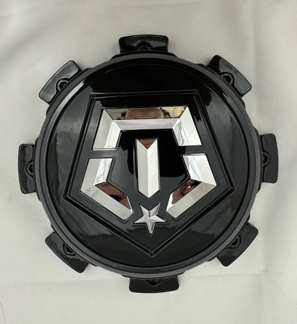 TIS 544 8 Lug Gloss Black Wheel Center Cap with Chrome Logo