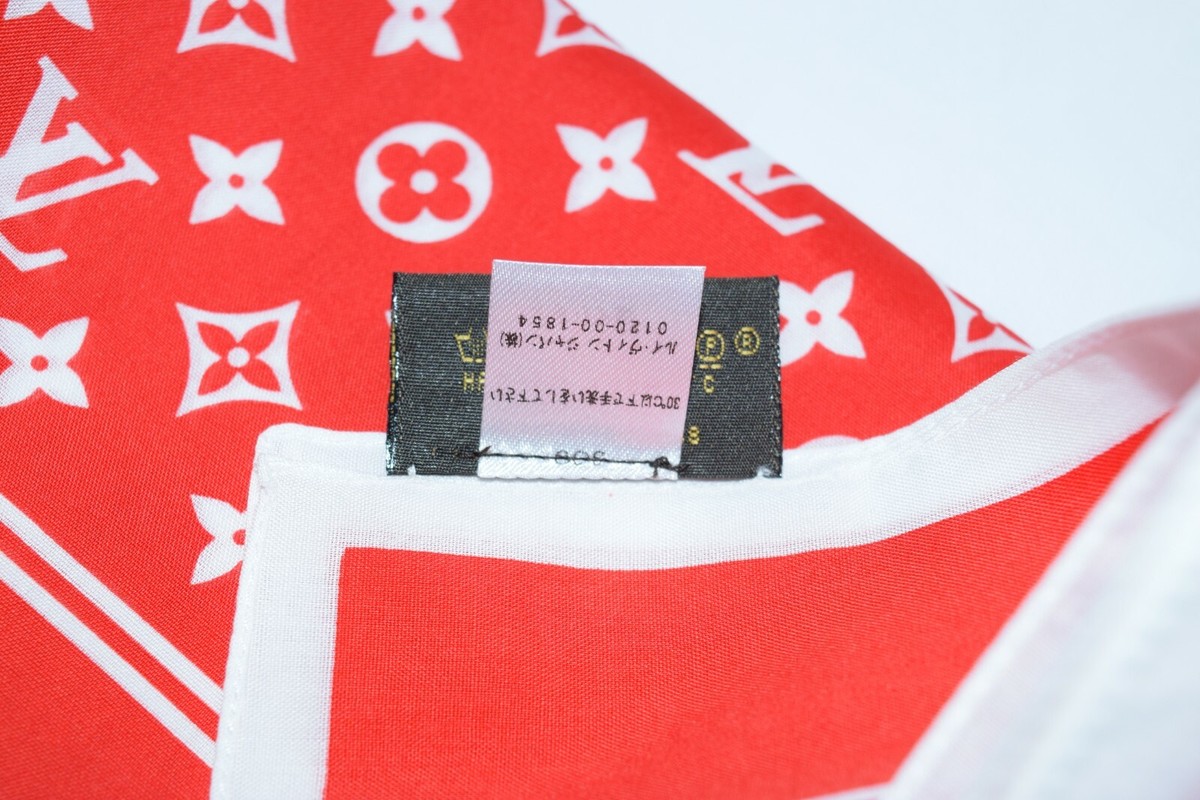 Supreme Louis Vuitton Monogram Bandana Red mini scarf 55 cm R52 | eBay