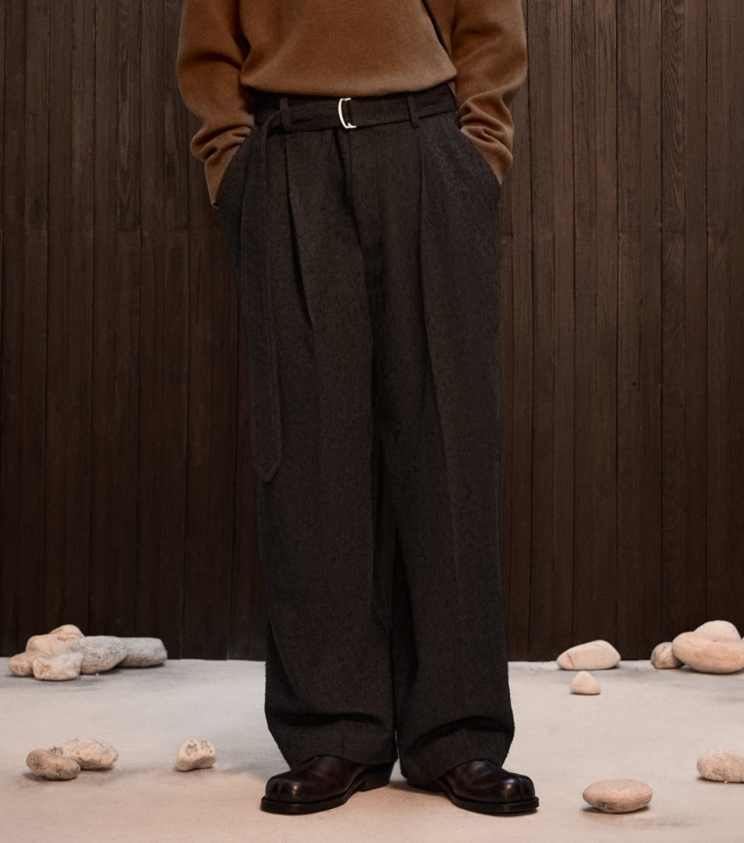 Zara x Nanushka Belted Pleat Front Trousers Dark Brown W30 EUR 38