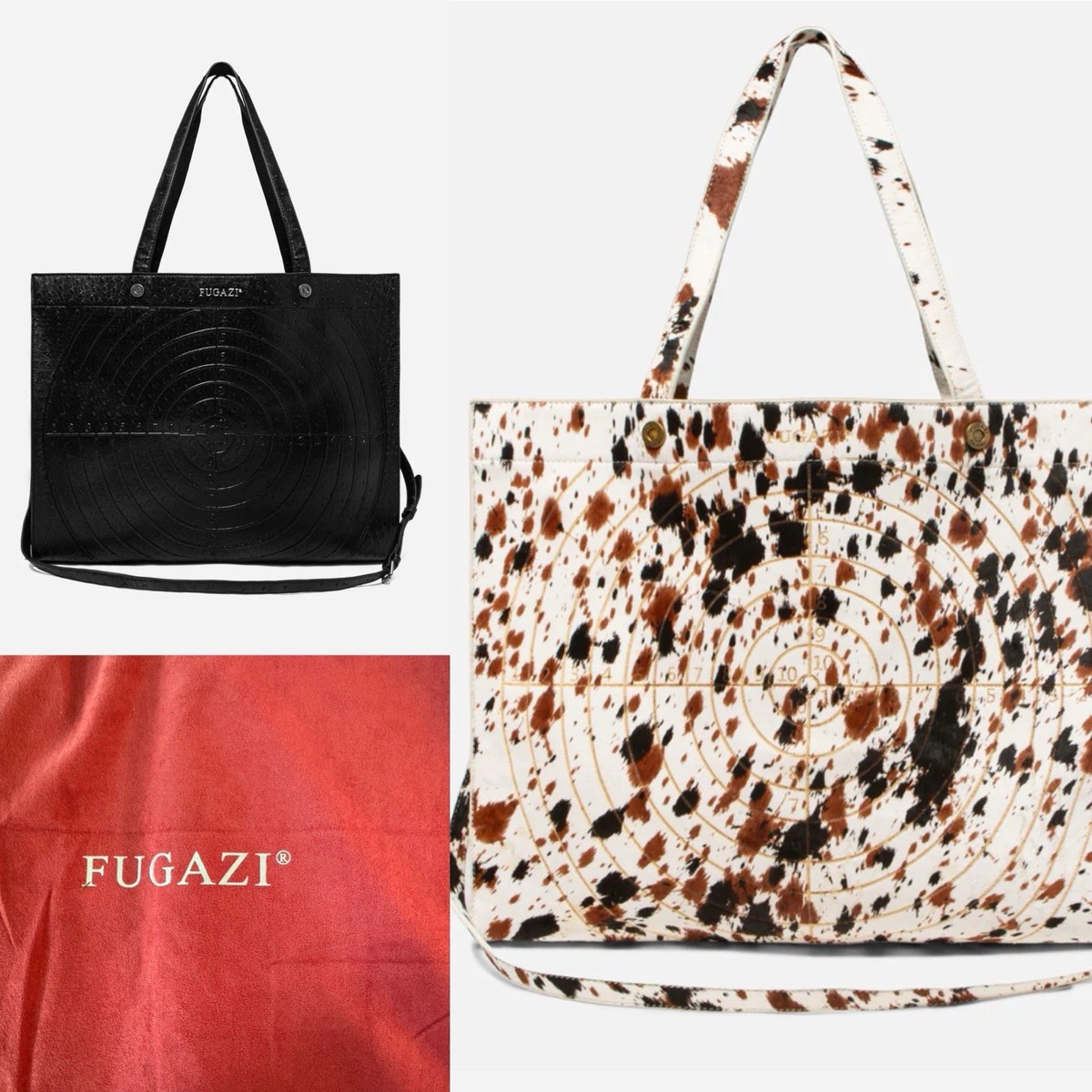 Fugazi Weekender Bag Bullseye .Black or Cowhide. New Tote Purse