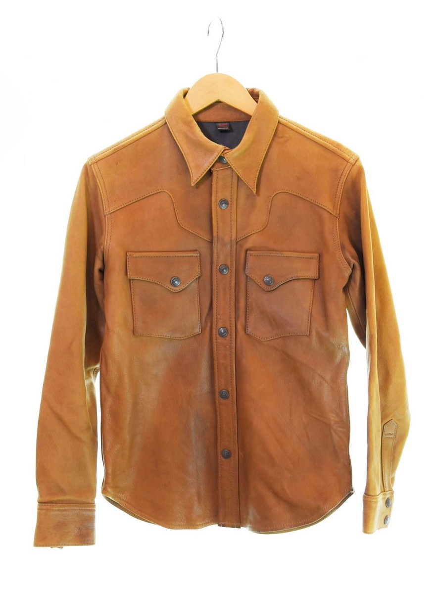 THE FLAT HEAD DEERSKIN Leather Shirt Jacket Brown 36 103MT-1514 | eBay