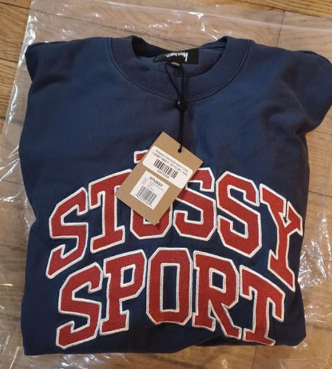 Stussy Relaxed Oversized Stussy Sport Graphic Crew Navy | eBay