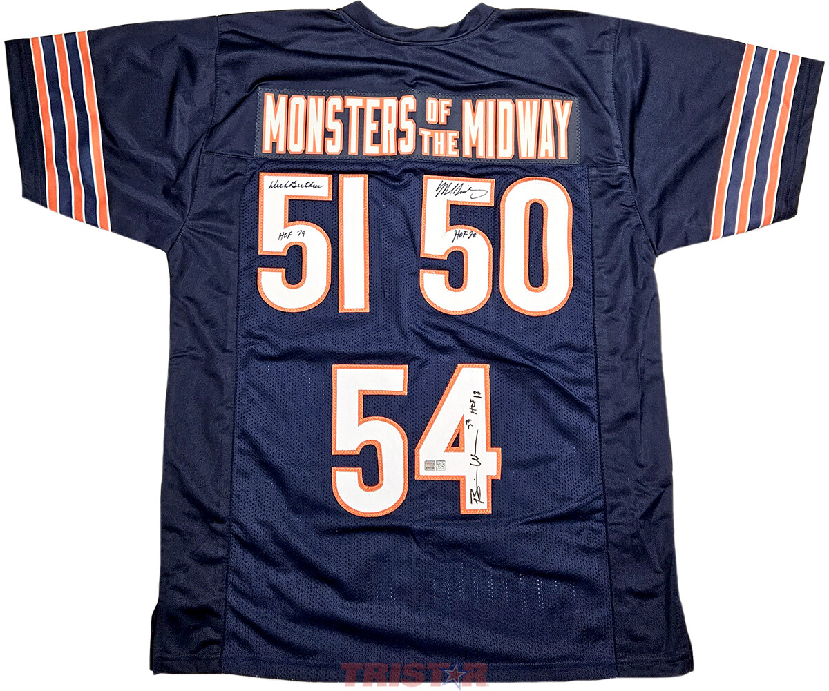 Butkus Singletary Urlacher Signed Bears Monsters of the Midway