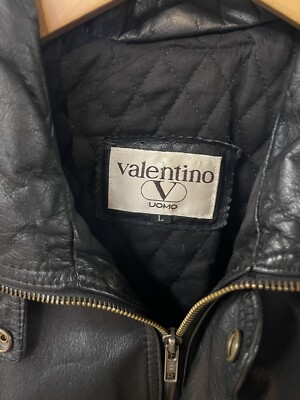 Valentino Men's Leather Jacket Black L Vintage Bomber Rare | eBay