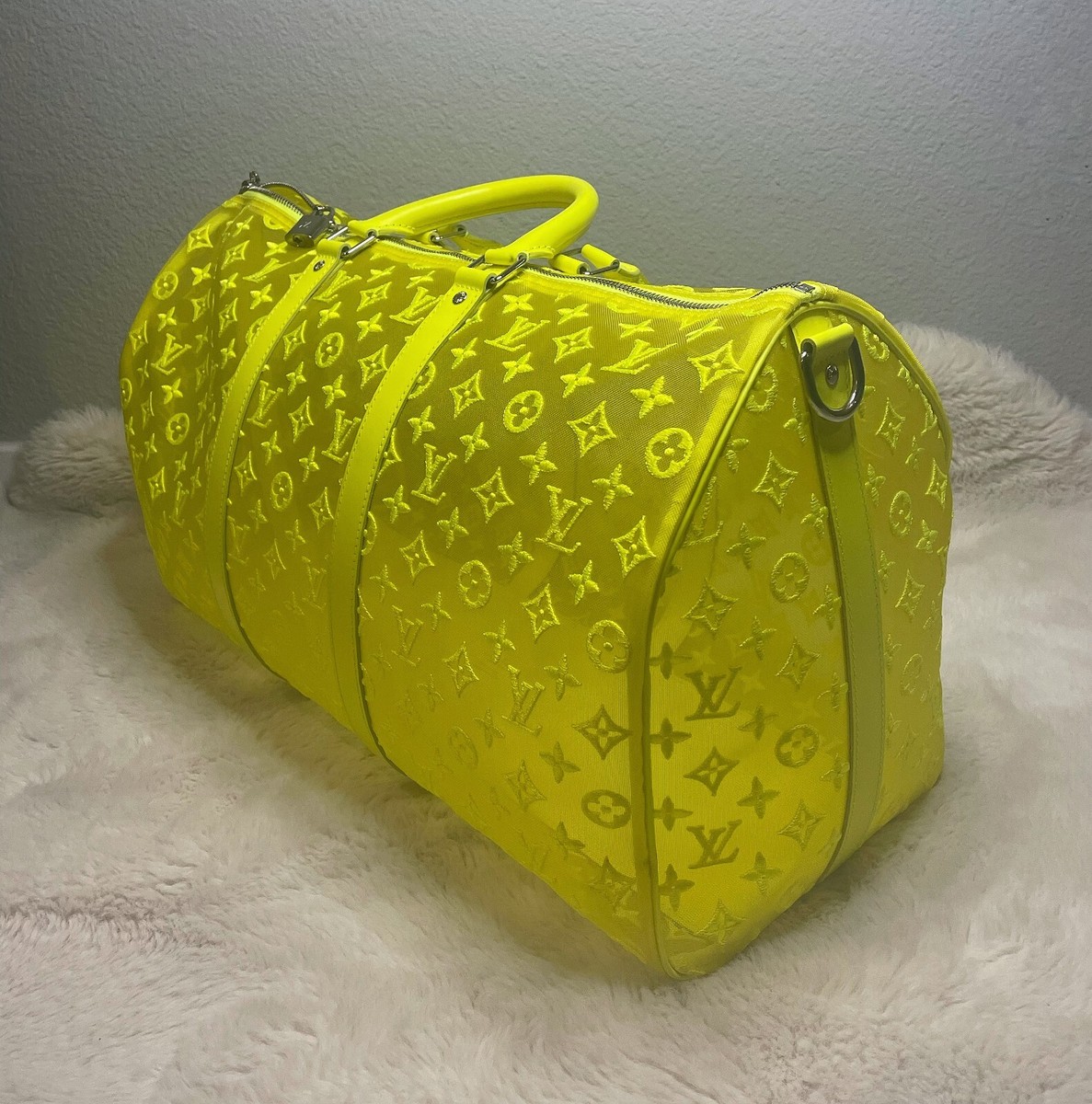 Rare Louis Vuitton Virgil Abloh Yellow Mesh Duffel - Limited Ed, 1