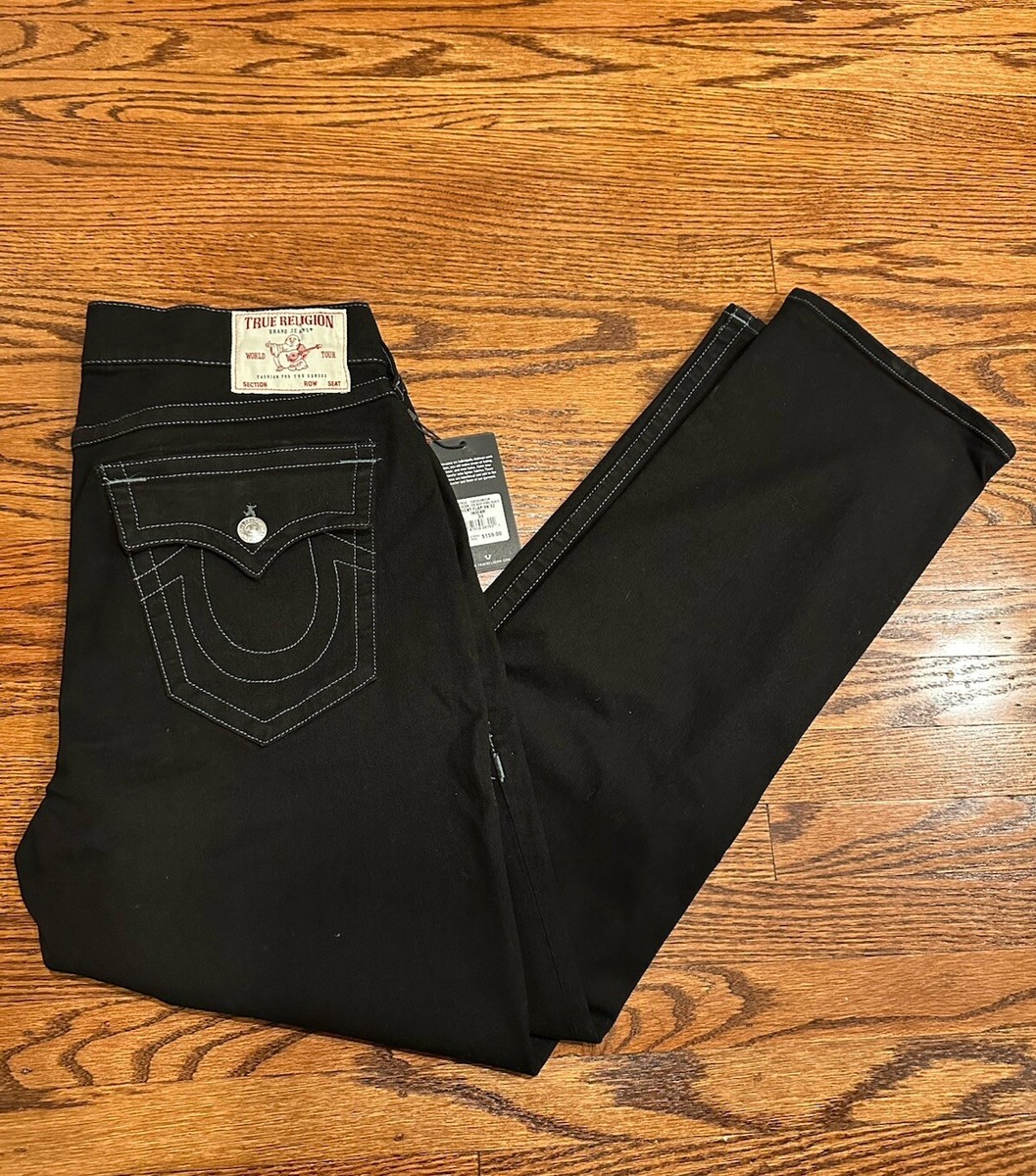True Religion Ricky Relaxed Straight Mens Black Body Rinse Denim