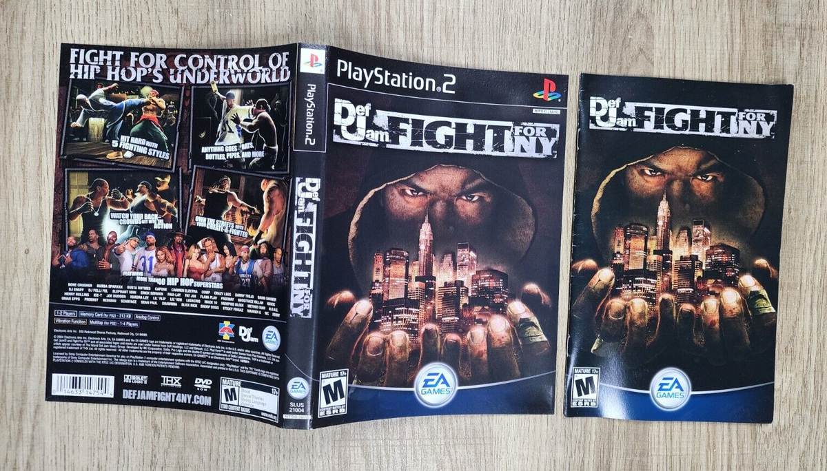COVER & MANUAL ONLY - NO GAME - DEF JAM FIGHT FOR NY - PS2 - BLACK