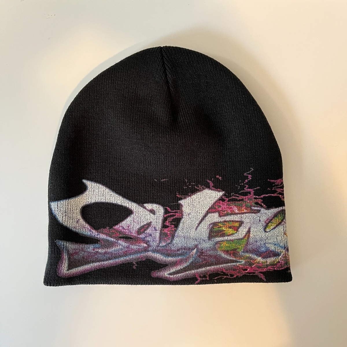 Supreme Tag Beanie Black FW25 Week 1 Cuffed Knit Hat OS Authentic