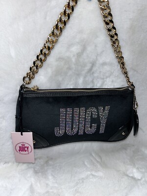 NWT Juicy By Juicy Couture Glitzed Crystals Shoulder Bag Black