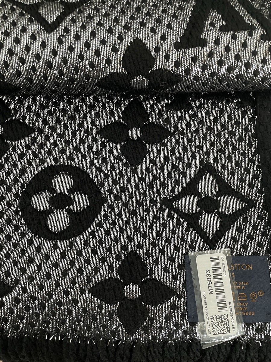 Louis Vuitton LOGOMANIA SHINE Scarf M75833 Black BNWT Authentic