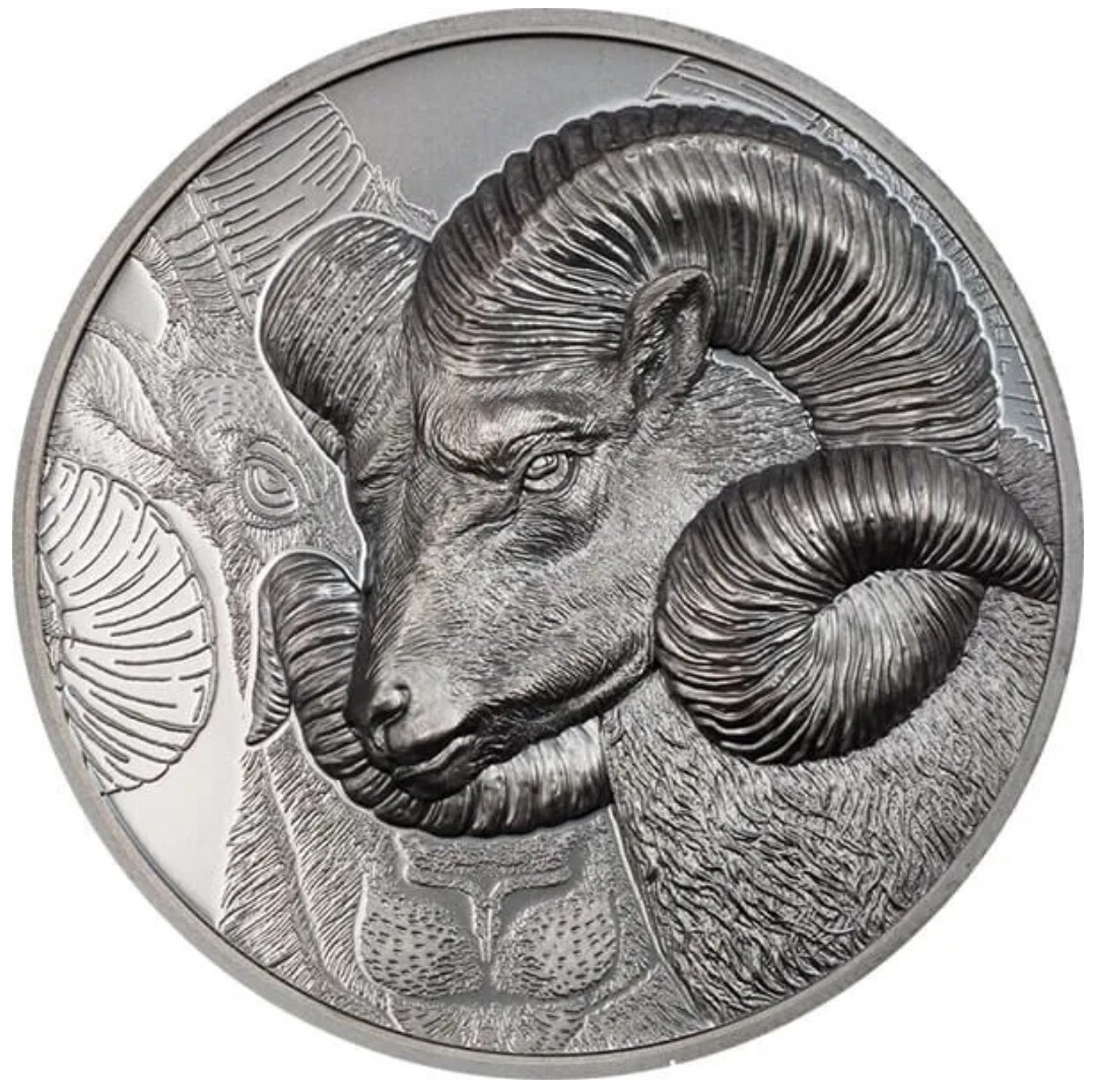 2022 5 Oz Silver Mongolia MAGNIFICENT ARGALI PR70DCAM FDOI