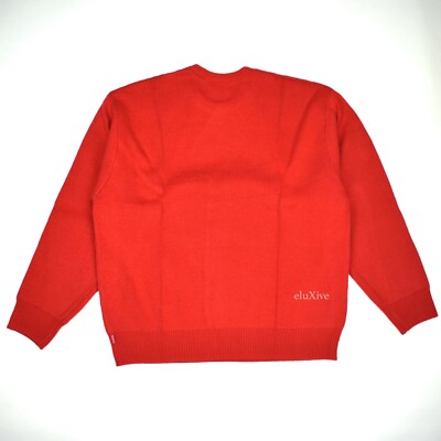 NWT Supreme Thrasher Red Jacquard Knit Logo Crewneck Sweater M