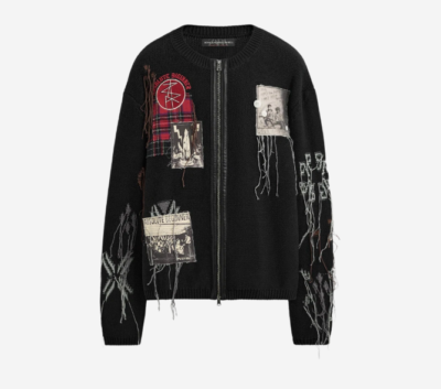 Zara x Andersson Bell Jacquard Patch Cardigan Black 2893/435/800