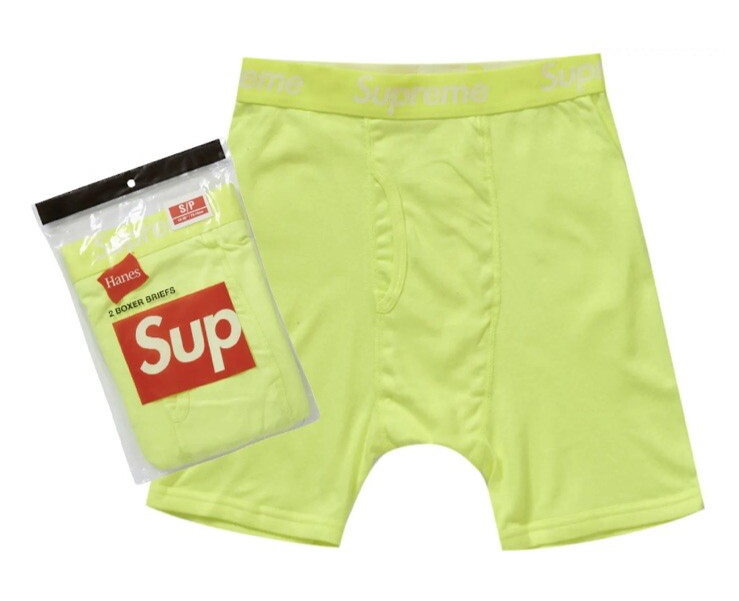 Supreme Hanes Boxer Brief Pack of 2 Authentic Fluorescent Yellow