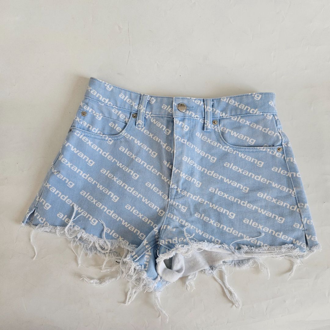 Alexander Wang Blue Bite Logo Denim Shorts | eBay