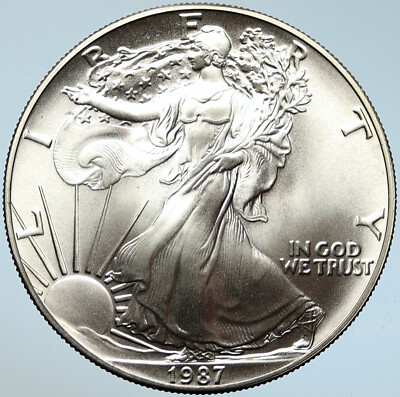 1987 UNITED STATES US Walking Liberty BALD EAGLE Silver Ounce