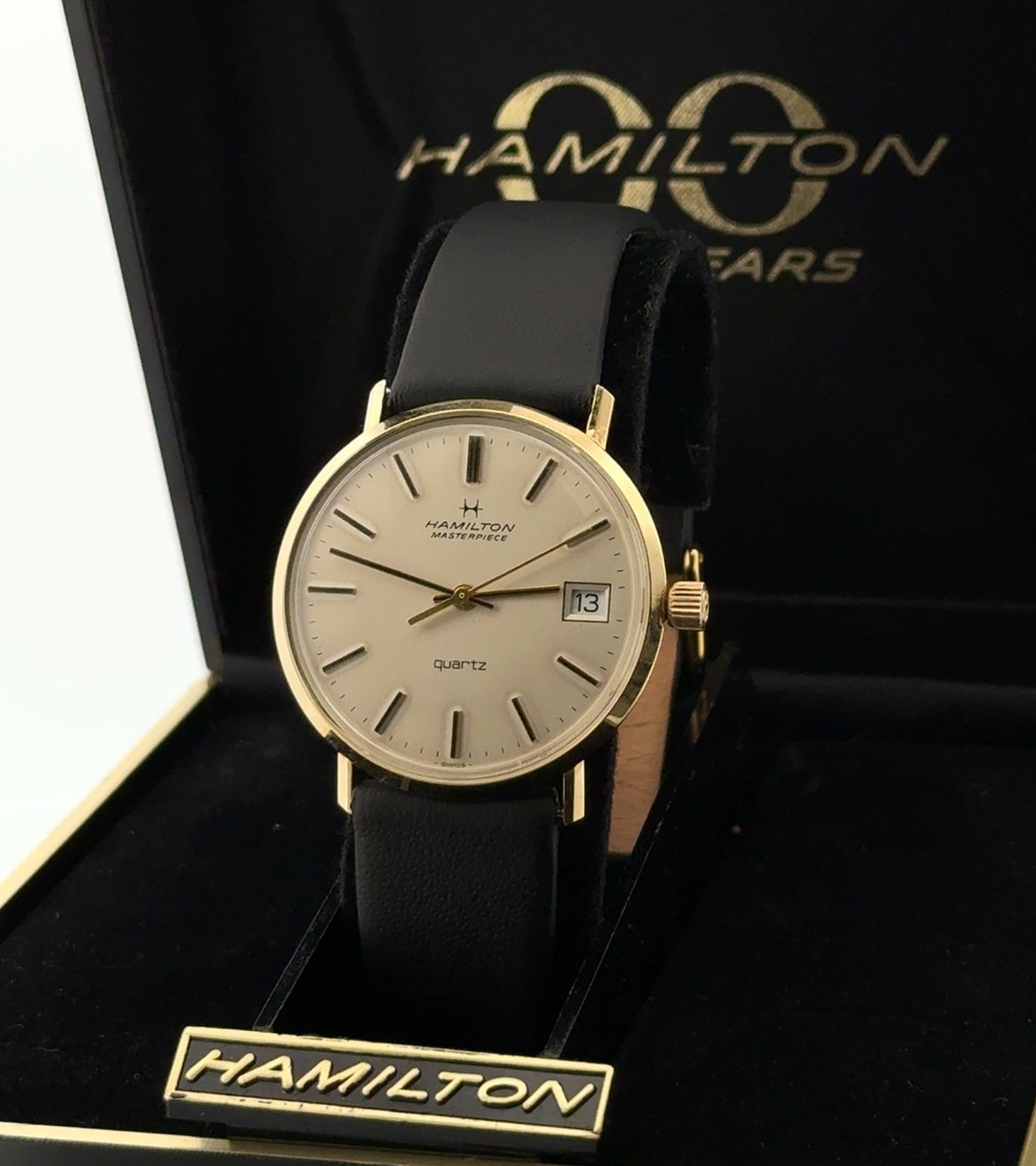 33mm Hamilton Masterpiece Quartz 14k Yellow Gold Swiss Made Men's