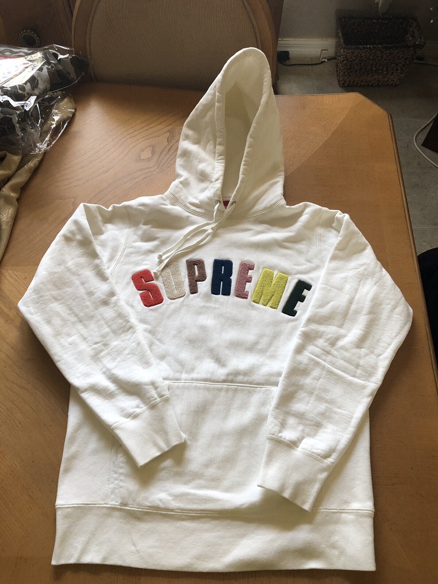 Supreme Chenille Arc Logo Hooded Sweatshirt Medium | eBay