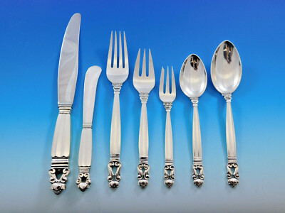 Acorn by Georg Jensen Danish Sterling Silver Flatware Set for 12