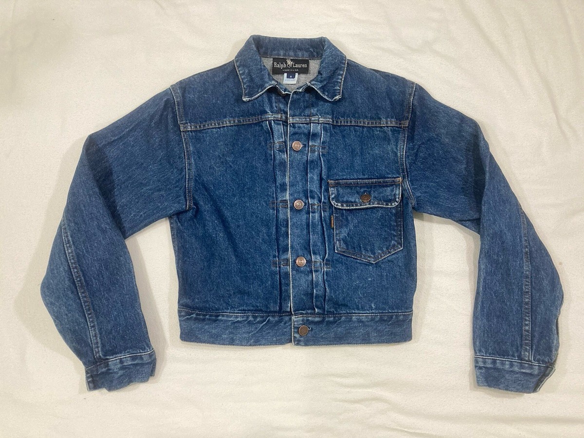 VTG Polo Ralph Lauren Type 1 Denim Jacket S Buckleback 506 Pleated
