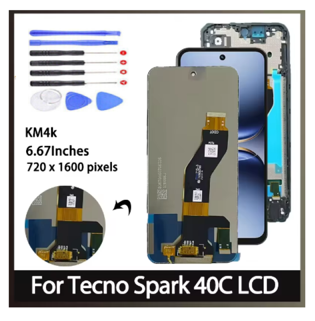 For Tecno Spark 40C KM4k LCD Display Touch Screen Digitizer